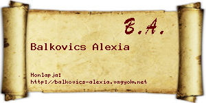 Balkovics Alexia névjegykártya
